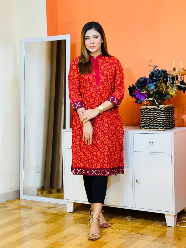 Screen Print One piece Kurti - Image 3