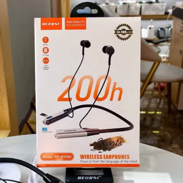 Regrsi RE-NY060 Wireless Neckband with 200H Approx Battery Life– Magnetic Earbuds, Deep Bass