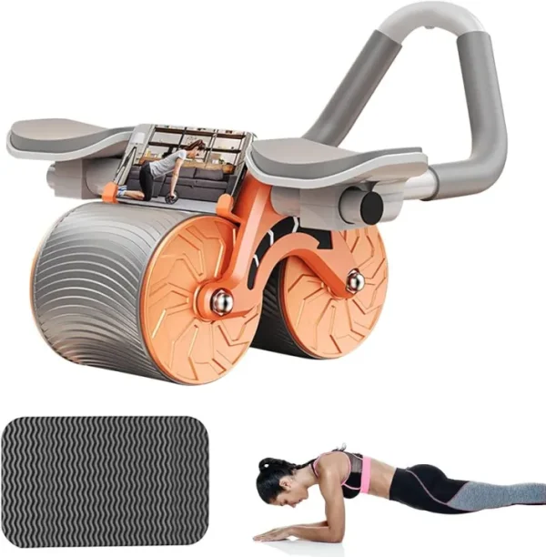 Ab Roller Wheel Exercise with Elbow Support, Automatic Rebound Abdominal Wheel,Double Wheel Ab Roller Equipment for Core Workout for Home Gym Fitness, Yoga & Pilates Exercises - Image 2