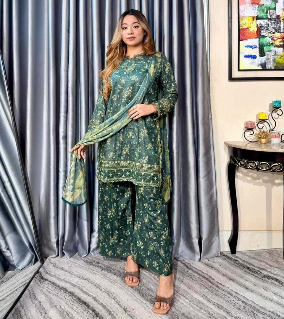 Embroidery Cotton Three Piece - 14501000 - Image 4