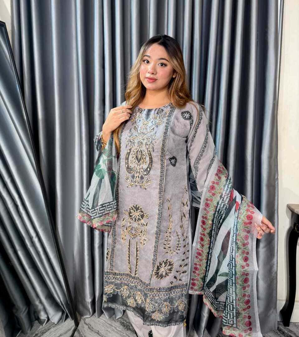 Embroidery Three Piece - 1500906 - Image 3