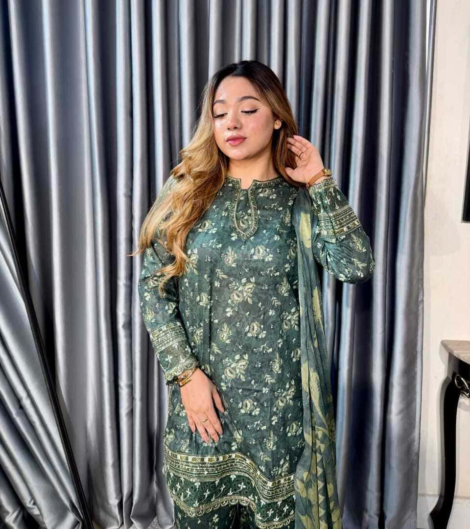 Embroidery Cotton Three Piece - 14501000 - Image 2