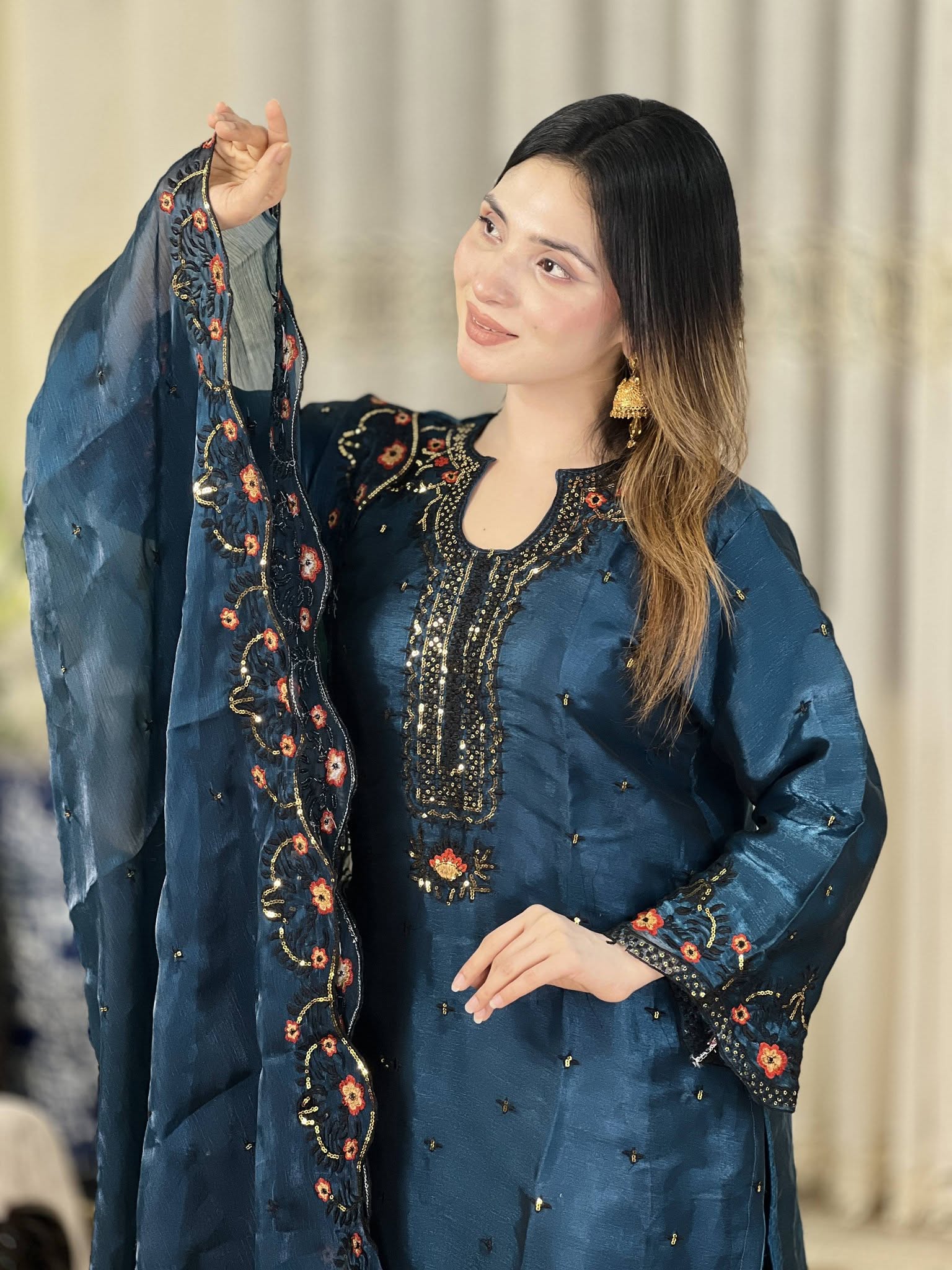 Luxury Embroidered Three Piece - 2250130 - Image 3
