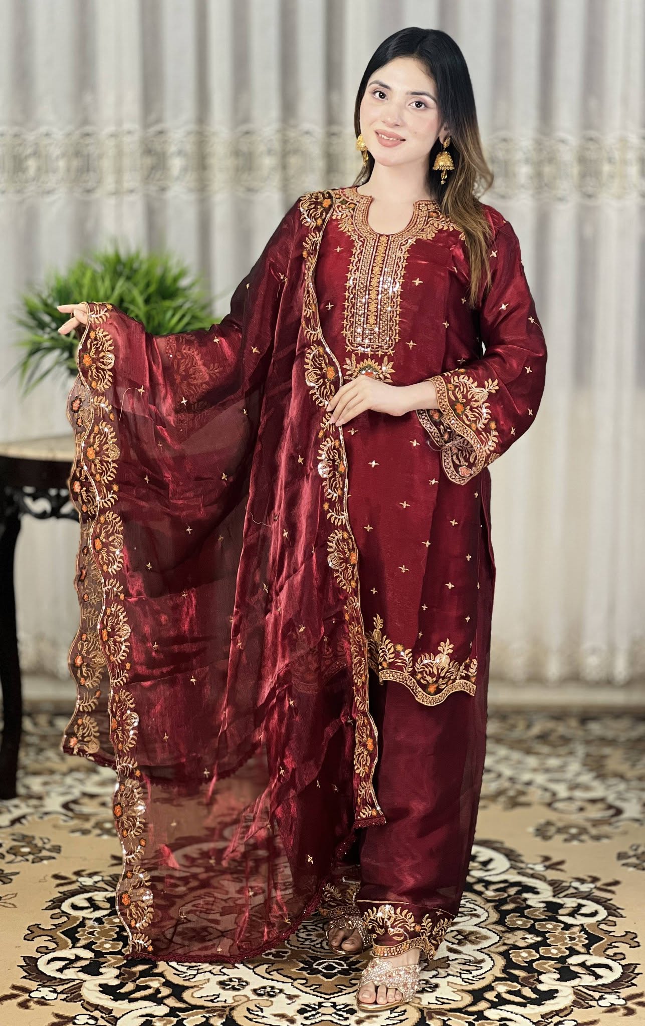 Luxury Embroidered Three Piece - 2250120 - Image 3