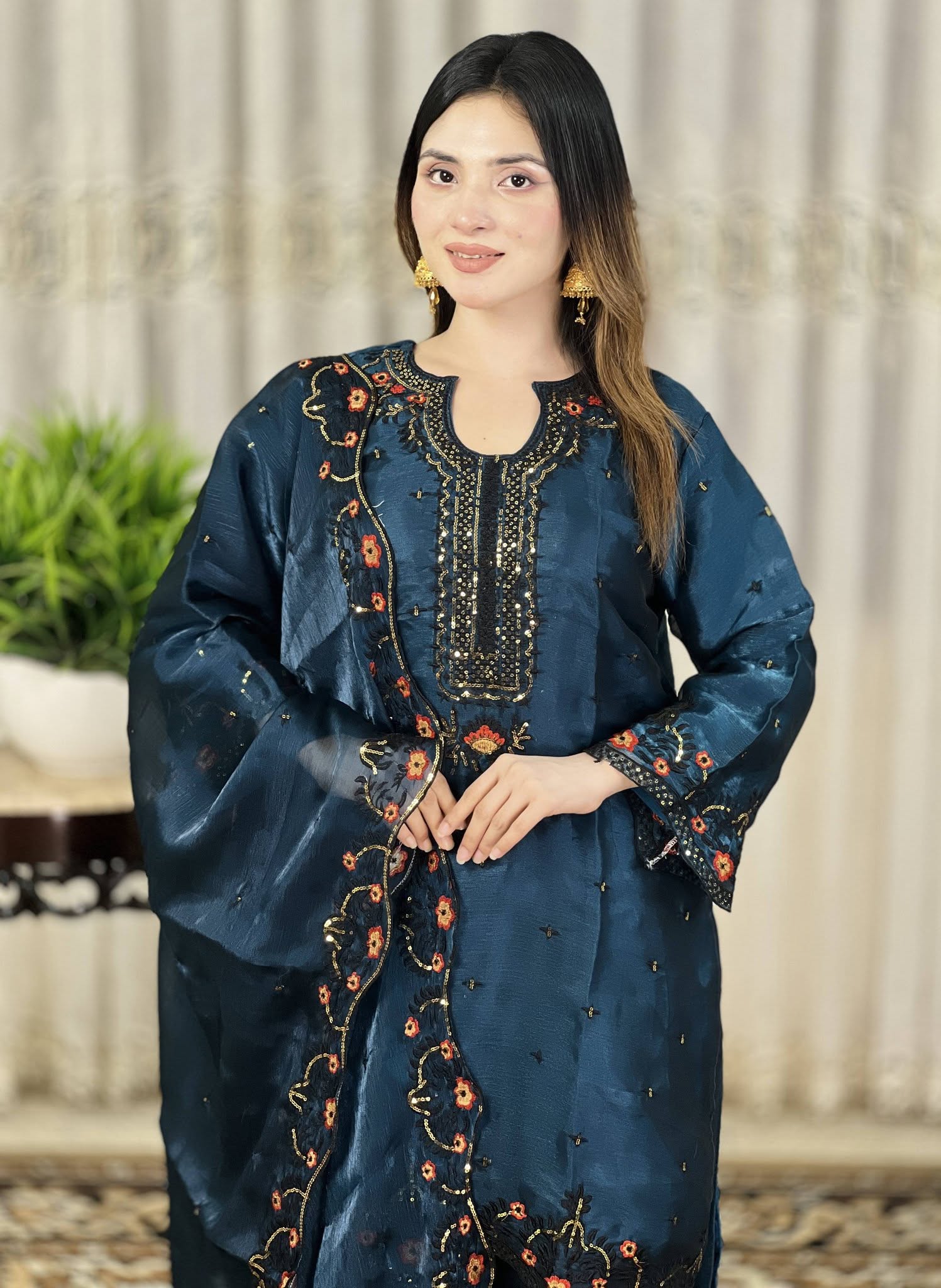 Luxury Embroidered Three Piece - 2250130 - Image 2