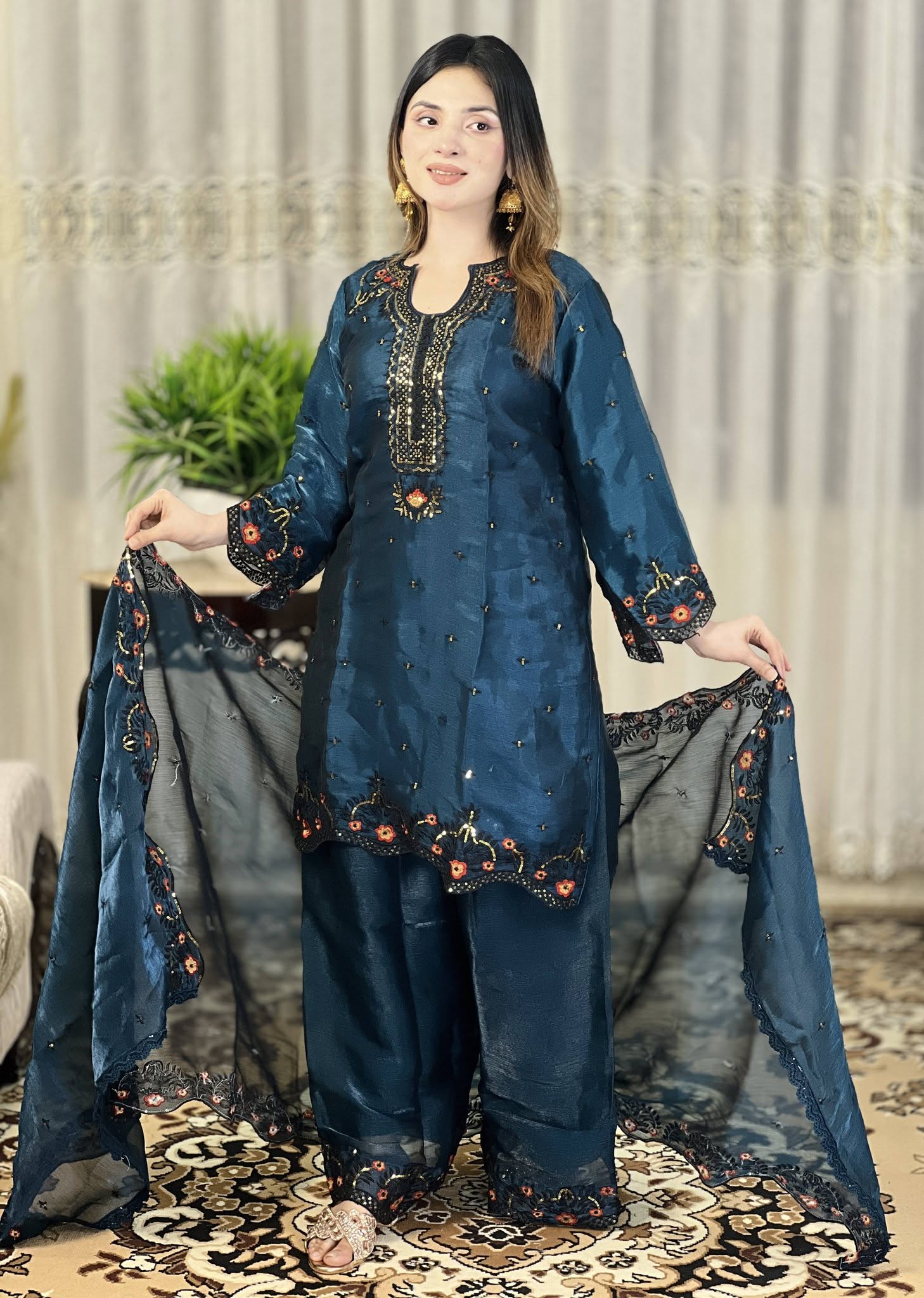 Luxury Embroidered Three Piece - 2250130