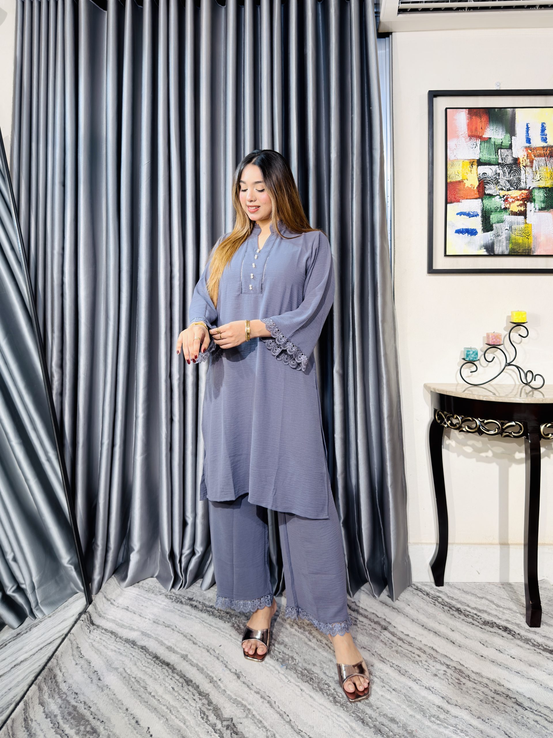 Premium Grey Kurti & Palazzo Set - Image 2