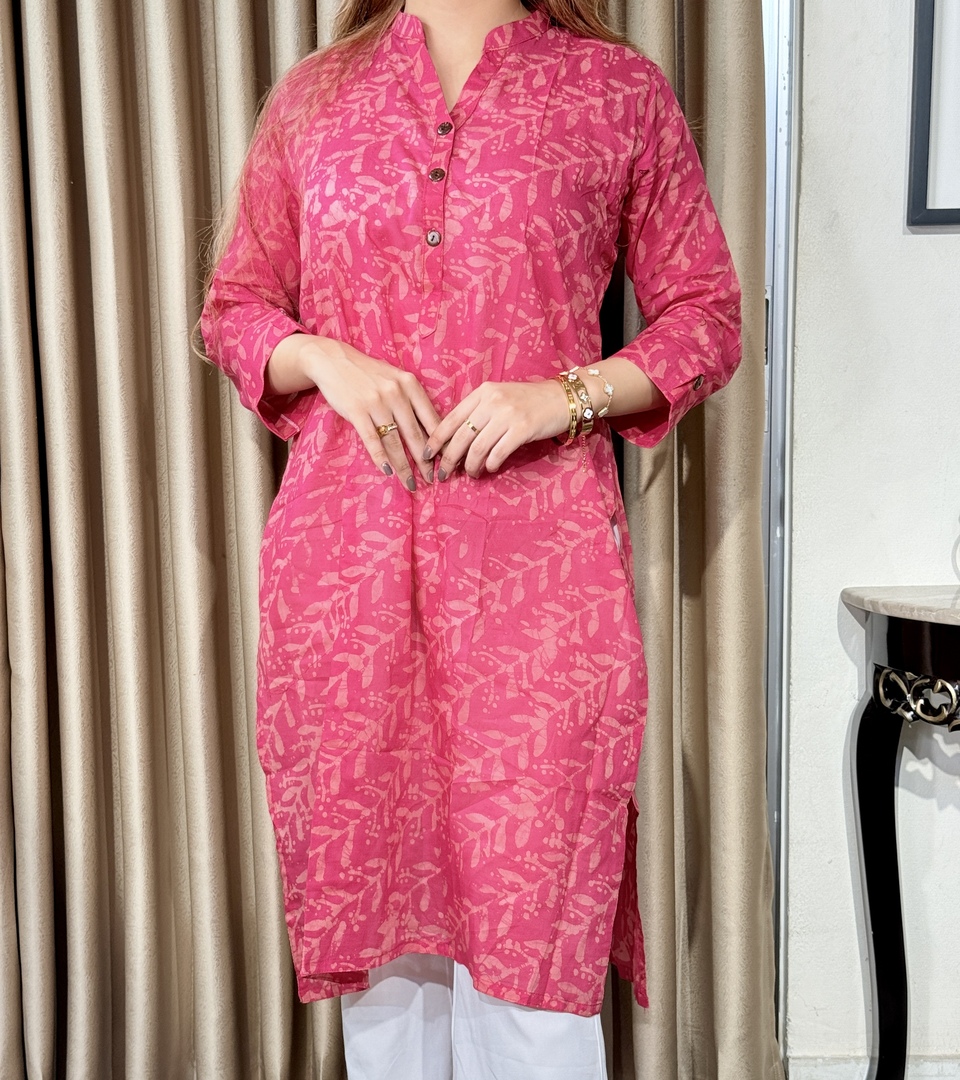 Premium Cotton Batik One Piece Kurti for Women in pink