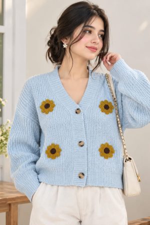 Sunny Sunflower Crochet Cardigan for Women