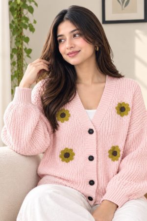 Sunny Sunflower Crochet Cardigan for Women